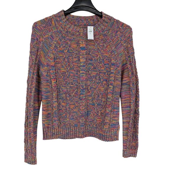 Gap Chunky Knit Sweater Women Size S Tall Pullover Fisherman Rainbow Y2K Cottage - Picture 1 of 8